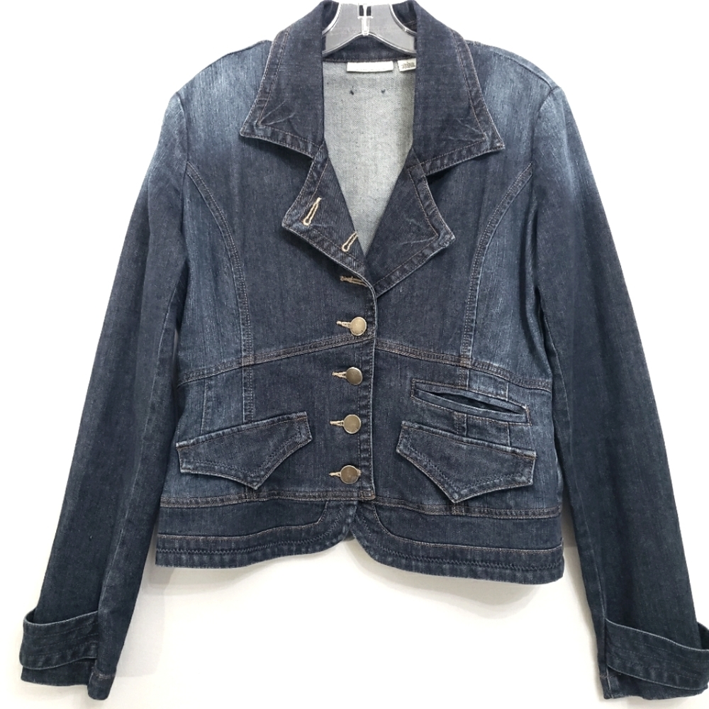 Dkny Jeans Nwot Longsleeve Collared Front Button Jean Jacket With Pockets